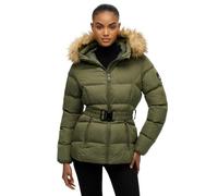 Steppjacke SUPERDRY "FUJI BELTED PUFFER", Damen, Gr. M, beetle grün, Web, Obermaterial: 100% Polyester, unifarben, regular fit normal, Jacken (88432039-M) beetle grün