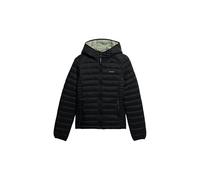 Steppjacke SUPERDRY "HOODED FUJI LITE PADDED JACKET", Damen, Gr. M, schwarz, Steppware, Obermaterial: 100% Nylon, unifarben, casual, slim fit, Langarm, Jacken (14417421-M) schwarz
