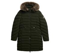 Steppjacke SUPERDRY "FUJI FAUX FUR HOOD MID LENGTH", Damen, Gr. M, surplus goods olive grün, Web, Obermaterial: 100% Polyester, unifarben, slim fit, Jacken (69866736-M) surplus goods olive grün