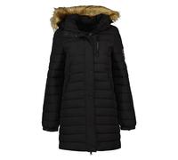 Superdry - Lange Daunenjacke - Fuji Hooded Mid Length Puffer Black für Damen - Größe XS - schwarz schwarz XS