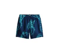 Superdry Herren 17-Zoll Badeshorts aus recyceltem Material mit Hawaii-Print Palmenprint Marineblau XL