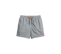 Superdry Herren 43cm lange Badeshorts mit durchgehendem Print Superdry Schwarz-Weiß L