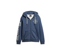 Superdry Herren Athletic College Kapuzenjacke mit Grafik und Reißverschluss Schwarz Blau Meliert L