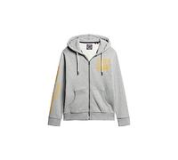Superdry Herren Athletic College Kapuzenjacke mit Grafik und Reißverschluss Vintage Grau Fleckig Meliert XXL