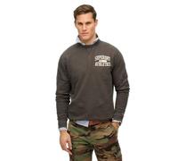 Sweatshirt SUPERDRY "ATHLETIC ESS CREW", Herren, Gr. L, schwarz (charcoal), angeraute Sweatware, Obermaterial: 100% Baumwolle, bedruckt, modisch, loose fit, Rundhals, Langarm Rippbündchen, Sweatshirts