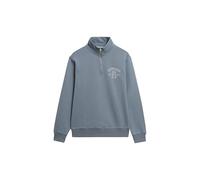 Superdry Herren Sweatshirt Athletic Essentials mit halbem Reißverschluss Kieselstein Blaugrau XL