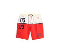 Superdry Herren Badeshorts mit nautischem Logo (43 cm Länge) Dreifarbig Rot L
