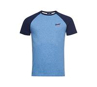 Superdry Herren Baseball T-Shirt aus Bio-Baumwolle aus der Orange Label Kollektion Leuchtend Blau Gesprenkelt S
