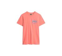 Superdry Herren Bedrucktes T-Shirt Hemd, Neon-Rot, L