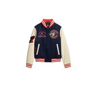 Superdry Herren Bomberjacke im College-Stil mit Aufnähern Atlantik Marineblau L