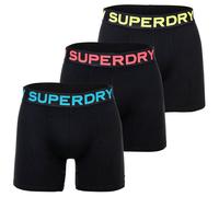 Superdry Herren Boxershorts, 3er Pack - Boxer Triple Pack, Logobund, Cotton Stretch Schwarz/Blau/Gelb XL