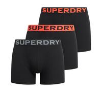Superdry Herren Boxershorts, 3er Pack - Boxer Triple Pack, Logobund, Cotton Stretch Schwarz/Orange 2XL