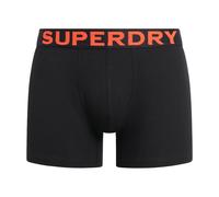 Superdry Boxershorts Herren M3110452c – 3er-Pack, Cotton Stretch, Logobund, Schwarz/Orange, Gr. M