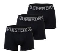 Superdry Herren Boxershorts, 3er Pack - Trunk Triple Pack, Logobund, Cotton Stretch Schwarz/Grau M