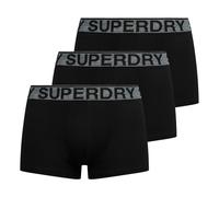 Superdry Herren Boxershorts, 3er Pack - Trunk Triple Pack, Logobund, Cotton Stretch Schwarz/Grau M
