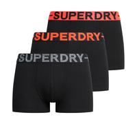 Superdry Herren Boxershorts, 3er Pack - Trunk Triple Pack, Logobund, Cotton Stretch Schwarz/Orange XL