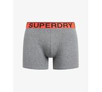 Superdry Herren Boxershorts aus Bio-Baumwolle im 2er-Pack Schwarz/Schwarz Mittelgrau Streifen L