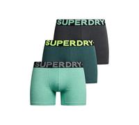 Superdry Herren Boxershorts aus Bio-Baumwolle im 3er-Pack Rabenschwarz Meliert/Buckgrün Meliert/Frischgrün Meliert M