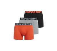 Superdry Herren Boxershorts aus Bio-Baumwolle im 3er-Pack Schwarz/Leuchtend Orange Meliert/Noos Grau Meliert S