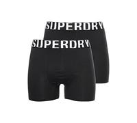 Superdry Herren Boxershorts aus Bio-Baumwolle mit doppeltem Logo im 2er-Pack Schwarz/Schwarz Optik S