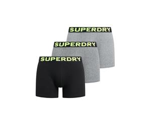 Superdry Herren Boxershorts im 3er-Pack Sport Grau Feeder/Schwarz Gestreift/Schwarz XXL
