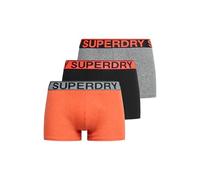 Boxershorts SUPERDRY "TRUNK TRIPLE PACK", Herren, Gr. XL, karst mega schwarz, schwarz, bright orange marl, Jersey, Obermaterial: 95% Baumwolle, 5% Elasthan, bedruckt, eng, Unterhosen (61943442-XL) kar