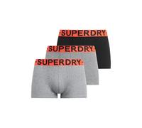 Boxershorts SUPERDRY "TRUNK TRIPLE PACK", Herren, Gr. M, grau (ath grau feeder, blk stripe, blk), Jersey, Obermaterial: 95% Baumwolle, 5% Elasthan, unifarben, eng, Unterhosen (31009708-M) ath grau fee