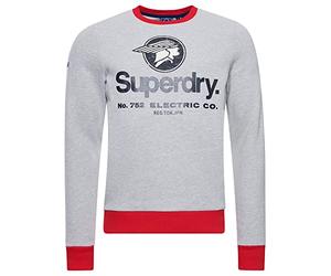 Superdry Herren C Ringer Crew Pullover Sweater, Athletic Grey Marl, XXL
