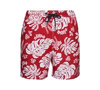 Superdry Herren Campus Badeshorts mit Hawaii-Print Campus Rot M