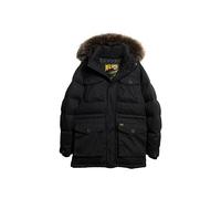 Superdry Herren Chinook Parka mit Kunstfellbesatz Schwarz L