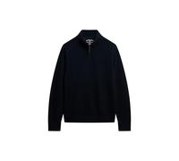 Sweatshirt SUPERDRY "CLASSIC ESSENTIAL HENLEY", Herren, Gr. L, super schwarz navy, angeraute Sweatware, Obermaterial: 100% Baumwolle, unifarben, regular fit normal, hoch geschlossener Ausschnitt, Ripp