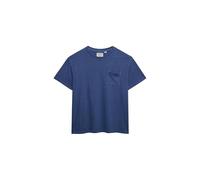 Rundhalsshirt SUPERDRY "COTTON CLASSIC LINEN PKT TEE", Herren, Gr. L, blau (montauk blau), Single Jersey, Obermaterial: 80% Baumwolle, 20% Leinen, unifarben, relaxed fit normal, Rundhals, Shirts Rundh
