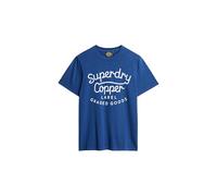 Superdry Herren Copper Label T-Shirt mit Schriftzug Pilot Mittelblau Strukturiert XXXL