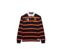Superdry Herren Double Emblem Gestreiftes Rugby-Shirt Marineblau/Orange Gestreift L