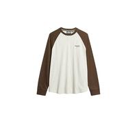 Superdry Essential Logo Baseball Langarm-t-shirt 2XL Lightning Grey Grindle / Bracken Brown