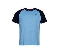 Superdry Herren Essential Baseball-T-Shirt aus Bio-Baumwolle mit Logo Halifax Blau Gesprenkelt/Sattes Marineblau M