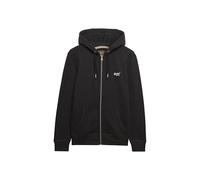Superdry Herren Essential Logo Zip-Hoodie mit Halbfleece Karbon Schwarz L
