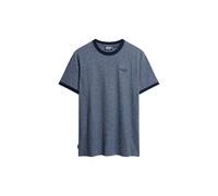 Superdry Herren Essential Ringer-T-Shirt mit Logo Frost Marineblau Gesprenkelt L