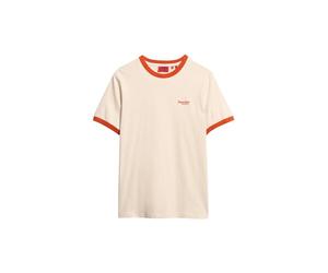 Superdry Herren Essential Ringer-T-Shirt mit Logo Haferfarben/Denim Co Rost L