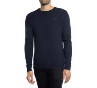 Rundhalspullover SUPERDRY "ESSENTIAL SLIM FIT CREW JUMPER" Gr. XL, blau (carbon navy marl) Herren Pullover (95654437-XL) carbon navy marl