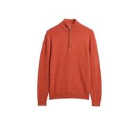 Superdry Herren Essential Strickpullover mit Halbreißverschluss und Stickerei Herbstliches Orange M