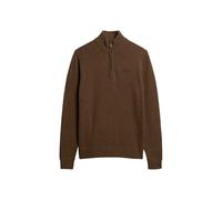 Superdry Herren Essential Strickpullover mit Halbreißverschluss und Stickerei Waldbraun M