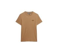 Rundhalsshirt SUPERDRY "Organic Cotton Essential Logo T-Shirt", Herren, Gr. M, braun (buck tan braun marl), Single Jersey, Obermaterial: 100% Baumwolle, meliert, casual, slim fit, Rundhals, Shirts (14