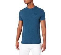 Superdry Herren Essential T-Shirt aus Bio-Baumwolle mit Logo Kohlrabenschwarz Petrolblau Gesprenkelt S