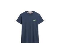 Superdry Herren T-Shirt Essential – Bio-Baumwolle, Logo bestickt – Marineblau/Neon Limette XL
