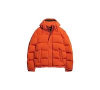 Superdry Herren Everest Short Hooded Puffer Jacke, Pures Kürbis-Orange, M