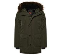 Superdry Herren Everest Parka mit Kapuze und Kunstfellbesatz Surplus Goods Olivgrün XXXL