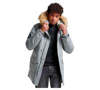 Superdry Herren Everest Parka mit Kunstfellkapuze Feldlerche Grau M