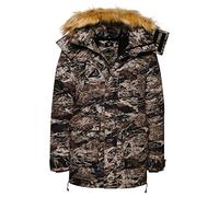 Superdry Herren Everest Parkajacke mit Webpelzkapuze Verwaschener Kaki Print M