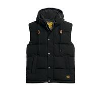Steppweste SUPERDRY "EVEREST HOODED PUFFER GILET" Gr. S, schwarz (jet black) Herren Westen Steppwesten (46006951-S)